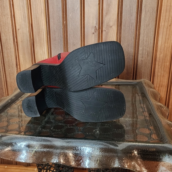 Tommy Hilfiger 90s Red Leather Platform Boots Size 6.5 - Picture 9 of 13